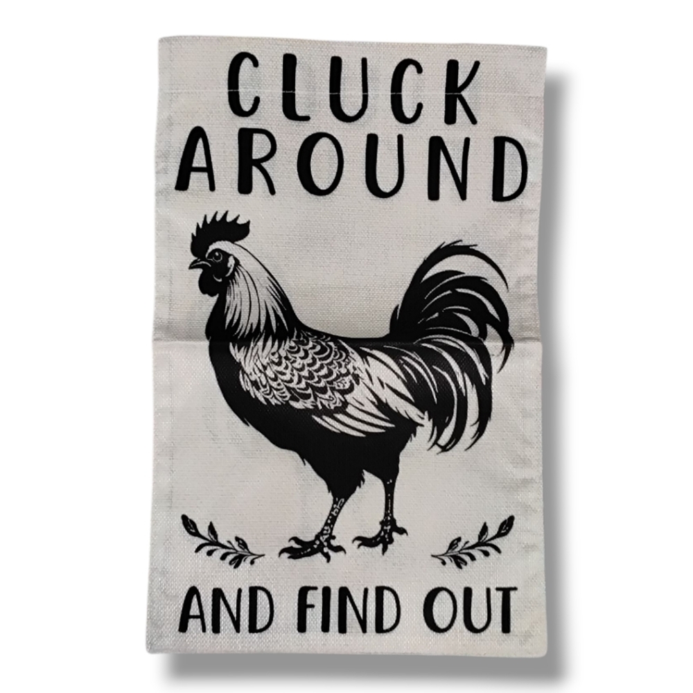 All Season Charming Black and White Rooster Garden Flag